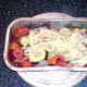 Tagliatelle is added to tray of vegetables