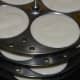 The batter poured into the moulds.