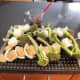 12. I used a silicone grill brush to generously paint the skewers with the grilling sauce.