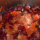 Step five: Add chopped beetroot. Continue stir-cooking for a while.