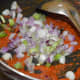 Step three: Add chopped spring onion whites.