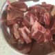 I cut off the surplus fat from stewing lamb before cutting. 500g of lamb in these images yielded 475g of trimmed lamb