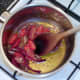 Sauce ingredients are stirred and brought to a simmer
