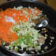 Step three: Add chopped vegetables as per instructions. Add salt. Stir-cook on a high heat for 4-5 minutes.