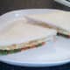 Cheese and onion crisp and spicy beans double decker sandwich