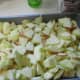 apples in pan, sliced, peeled and cut into small pieces