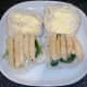 Chips are made to top blue cheese and salad