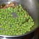 Step three: Throw in fresh peas. Add some salt. Saute for 3 minutes.