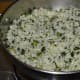 Step seven: Finally, add lemon juice. Stir the mix once. Turn off the stove. Your favorite fenugreek leaf rice with fresh peas is ready!