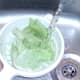 Washing lettuce leaves
