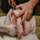 Place turkey on the cutting board breast-side down; cut out and remove the backbone.