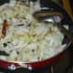 Step three: Add chopped kohlrabi. Saute till it becomes dry. Then add some water and cook, covered, for about 8 minutes.