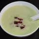 Enjoy sipping this yummy green peas potato soup topped with beetroot!