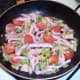 Sauteed ingredients are ready for egg mix