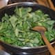 Step three: Throw in fenugreek leaves (methi) and stir-cook.