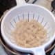Drained fusilli pasta