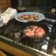 Finished chicken from the first batch, while the second batch fries.