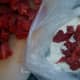 Putting the cubed beef in a bag with some flour allows you to give the pieces a nice, even, light coating (much better than dredging).