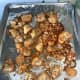 These are my completed buffalo roasted cauliflower fresh out of the oven.