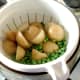 Drained peas and potatoes