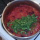 Coriander leaf/cilantro is added to chilli at last minute