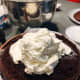 Assembling the cake.