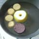 Frying potato, apple and black pudding