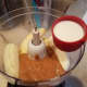 Then came my pie filling. I poured all of my ingredients into the bowl of my food processor and mixed until creamy.