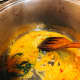Saute the paste with curry leaves and other spices.