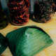 Banana leave are used to wrap nasi lemak.