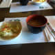 The miso soup and salad