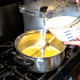 Finish adding milk. Whisk thoroughly.