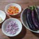 Most of the ingredients for the eggplant salad.