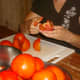 Core the tomatoes and chop them into chunks to fit in the blender.