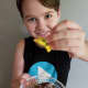 My son is ready to eat his spooky brownie treat!