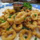 Fried calamari, crispy and delicious with a sweet and spicy dipping sauce
