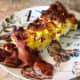 Bake at 450 degrees for 25-30 minutes. Serve generous portions with extra slices of bacon. Enjoy with a glass of cold milk or a hot mug of coffee.