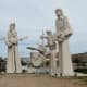 Beatles sculptures by David Adickes on the grounds of 8th Wonder Brewery