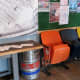 Old Astrodome seats inside of the 8th Wonder Brewery