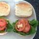 Sliced tomato on lettuce and onion