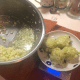Dehydrated cabbage in the small bowl on the right