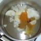 Onions, garlic and spices are sauteed in vegetable oil