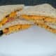 Plated cheesy chickpea and mustard sandwiches