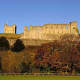 View of the castle from the playing fields on the south side of the River Swale