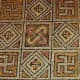 Part of a decorative mosaic which can be found on the floor of a 4th century AD Roman villa at La Olmeda in Spain