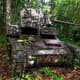 Japanese tank not very effective in the jungle of Guadalcanal rusting in place were it was knocked out of action.