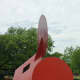 Another angle of the Geometric Mouse X sculpture by Claes Oldenburg