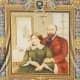 A large tapestry Of Saints Louis and Zelie Martin from their canonization ceremony