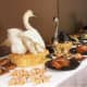 Entremet- decorative edible courses dressed with live swan plumage