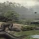 Titanoboa in the foreground